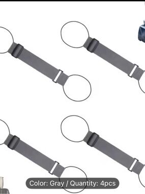 Luggage Straps- Gray Elastic Strap with Loop Ends - Pack of 4